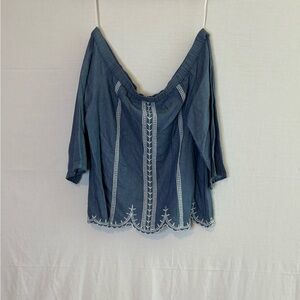 Blue Embellished Backless Blouse